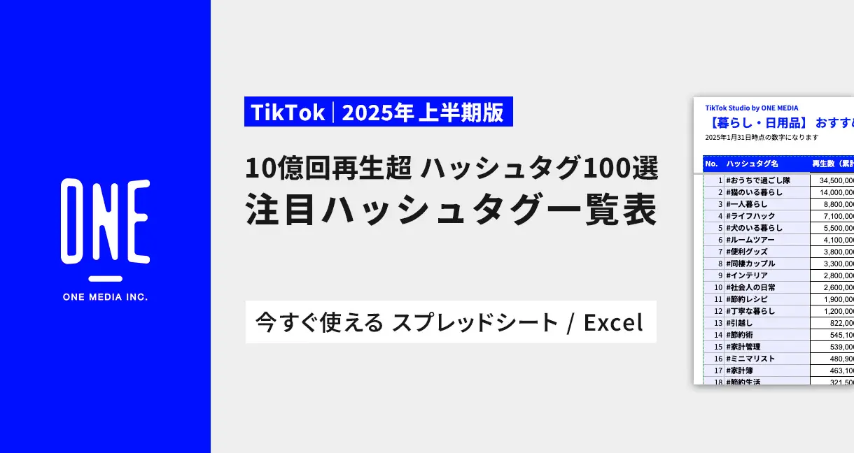 【2025年上半期版】TikTokにて10億回再生超のハッシュタグ100選。注目ハッシュタグ一覧表(ジャンル・業種別)の画像
